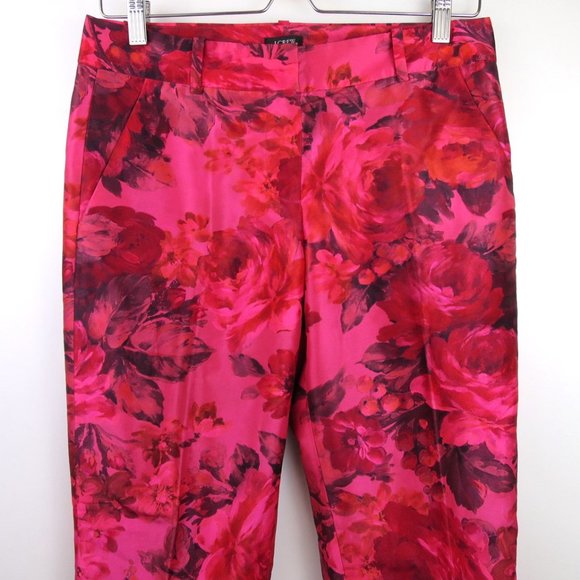 J.Crew Rose Floral Taffeta Cafe Capri Pant Size 0 - Picture 5 of 9